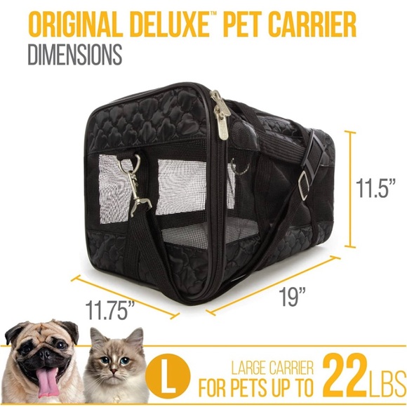 Sherpa Original Deluxe 19x11.75x11.5 Pet Carrier Black Lattice Large - Picture 2 of 13